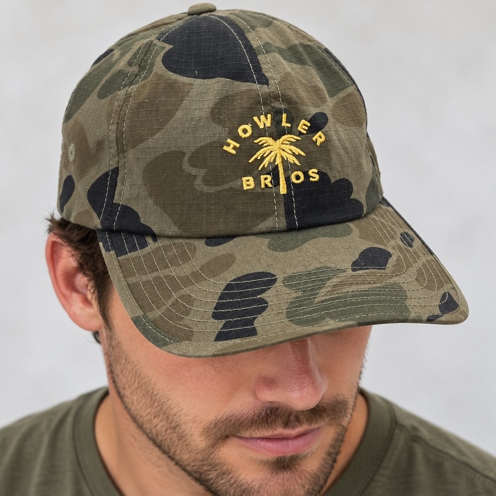 Howler Brothers Camo Hat Palm Tree Logo Cotton Adjustable Strapback Cap 3745